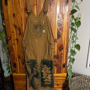 Carhartt overalls with botanical cyanotype prints